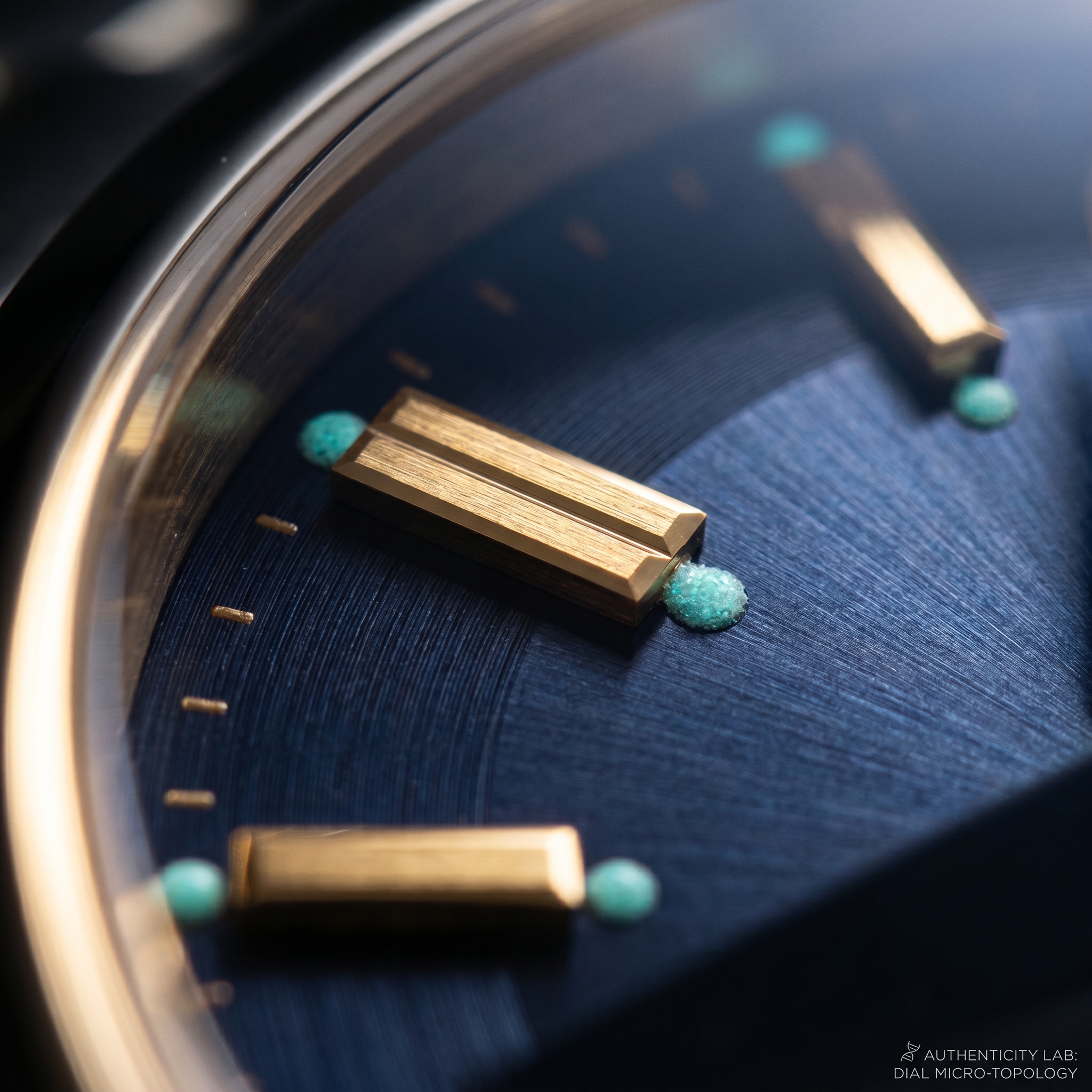 Microscopic view of watch dial surface features